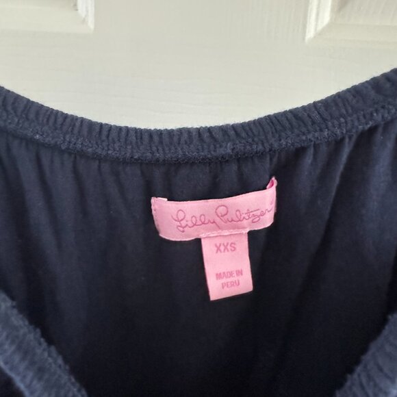 Lilly Pulitzer Tamiami Off the Shoulder Top True Navy, Size XXS - Picture 3 of 4